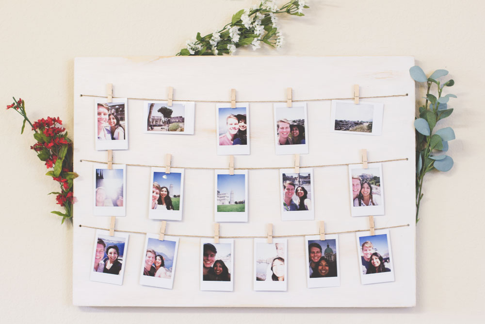 DIY Bohemian Home | Distressed Clothespin Polaroid Photo Display