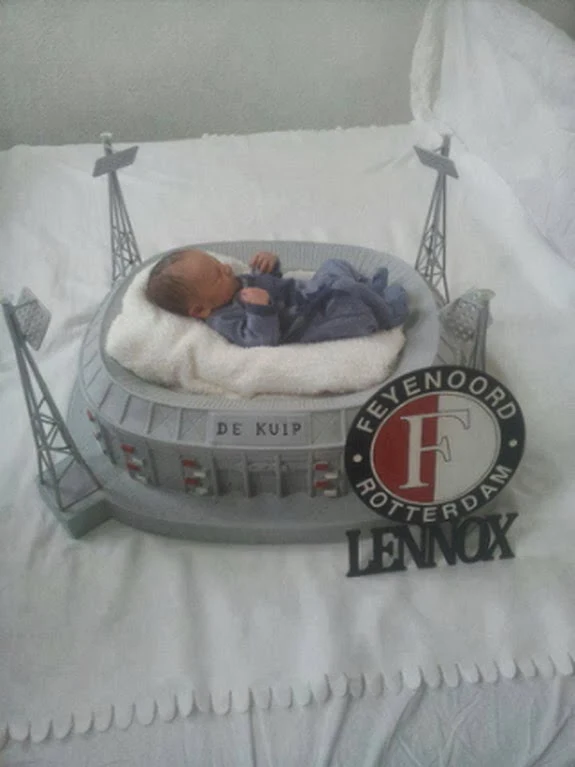 Feyenoord fan builds replica of De Kuip stadium as baby's cot