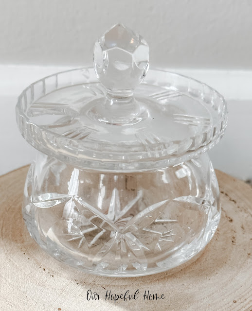 lidded vintage crystal sugar bowl