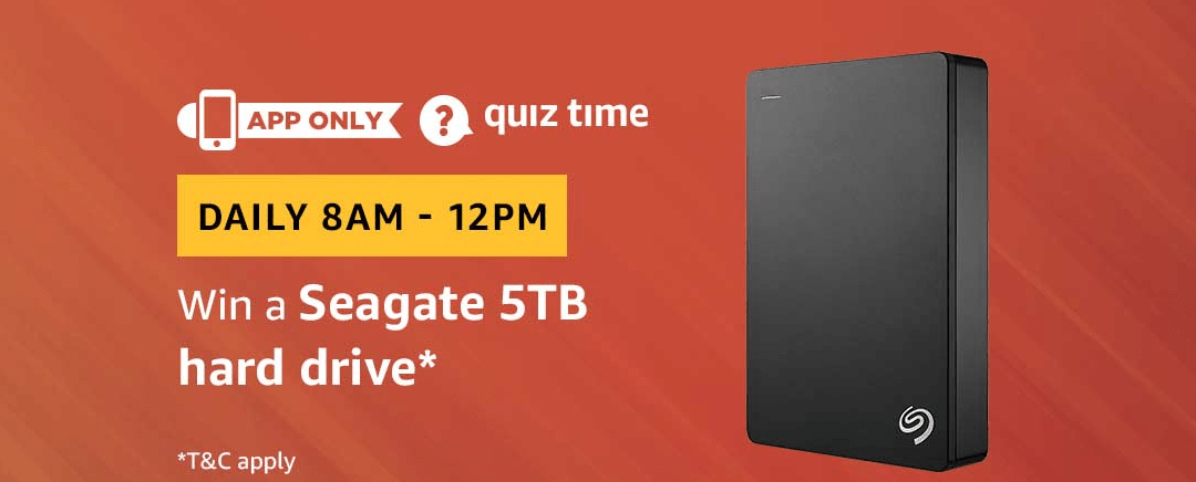 Amazon Quiz Today  05 July  2019 Answers - Win Seagate 5TB Hard Drive 