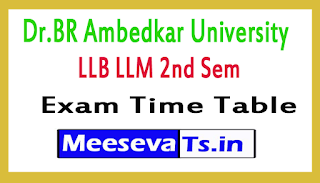 Dr.BR Ambedkar University LLB LLM 2nd Sem Exam Time Table