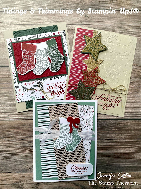 Making Christmas cards with the Tidings and Trimmings Bundle by Stampin' Up! #StampinUp #StampTherapist #TidingsandTrimmings #ChristmasCard