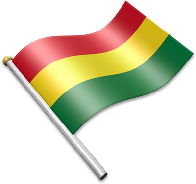 The Bolivian flag on a flagpole clipart image