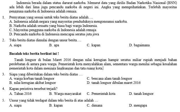 Kisi Kisi Soal  Dan Jawaban Bahasa Indonesia SMP Kelas 8 