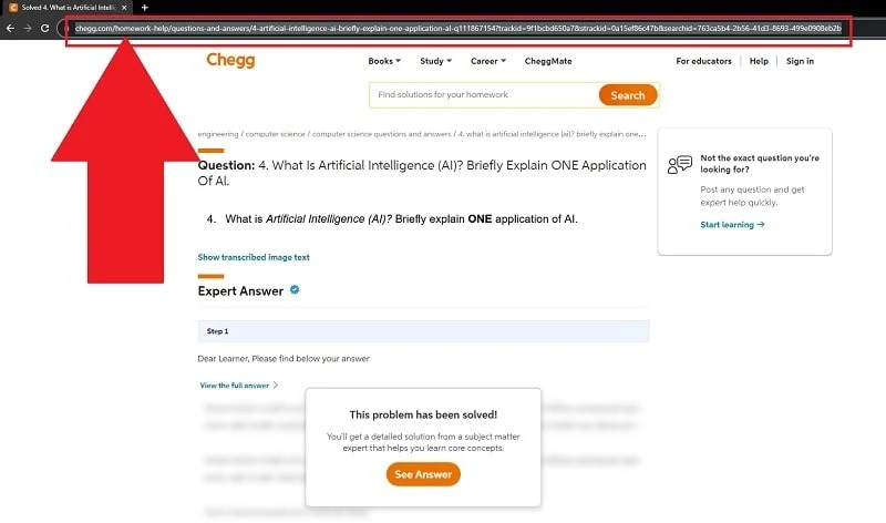 Copy URL from Chegg