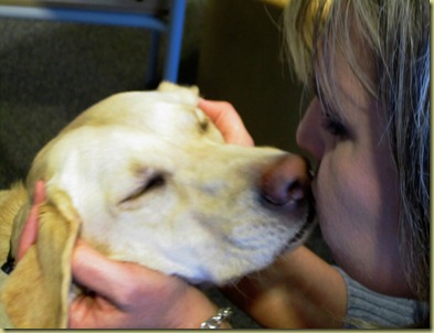 Reyna and I are face to face and I am giving her a kiss on her nose.