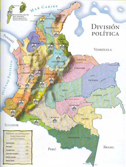 Mapa de Colombia y sus límites