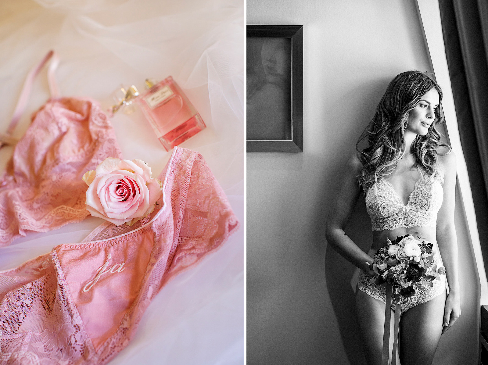 Ideen für ein Braut-Boudoir Fotoshooting im luxuriösen Hotelzimmer.