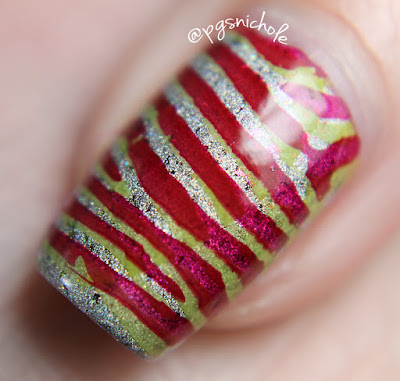 Christmas Stripe Double Stamping Nail Art