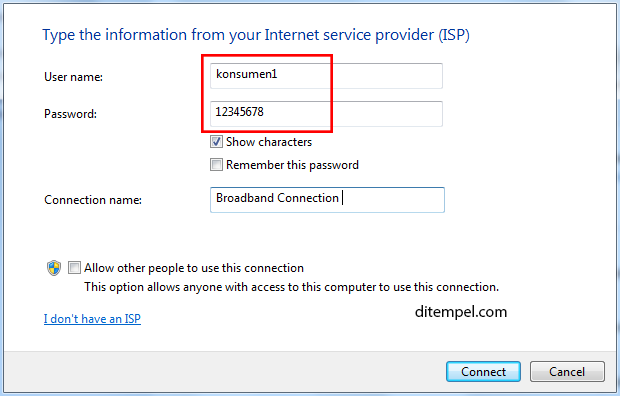 password pppoe