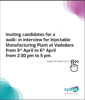 Zydus Walk In Interview For Multiple Opening - Check Details Now