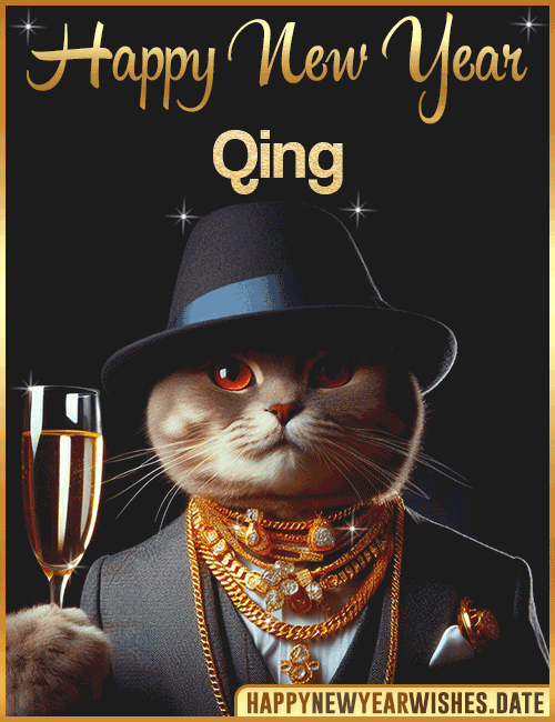 Happy New Year Cat Funny Gif Qing