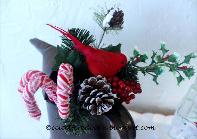 Eclectic Red Barn: Fabric Covered Candy Canes Decor in Old Oil Can