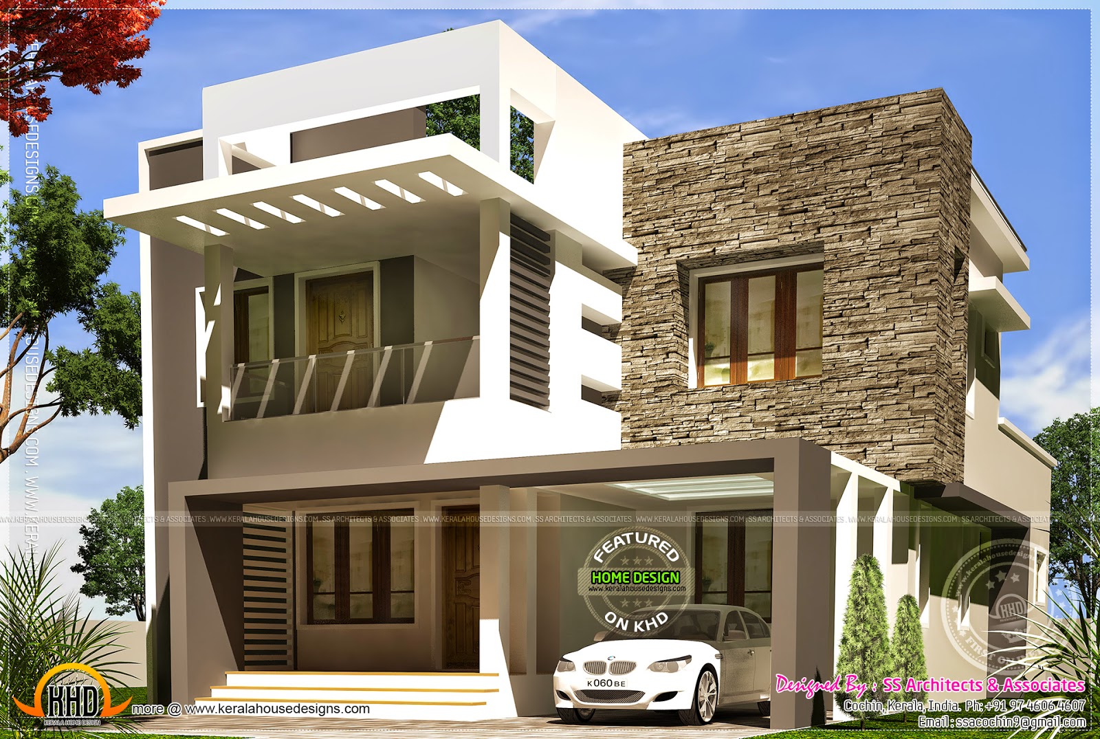 Beautiful contemporary  villa in 1700 sq  feet  Kerala home  