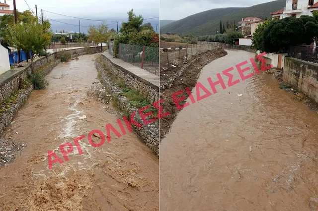 Ανησυχία στα Ίρια Αργολίδας για το ρέμα του Ράδου που φούσκωσε 