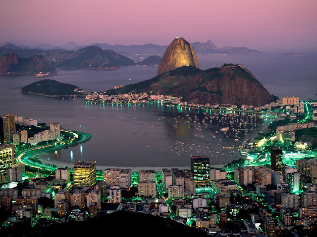 brasil, brazil, rio de janeiro, city at night, sea, view, hd, hq