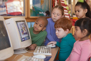students using the computer