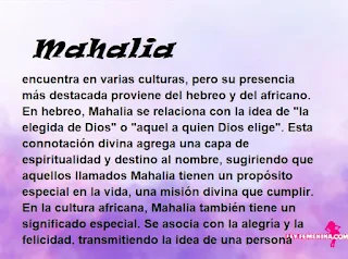 ▷ Significado del nombre Mahalia