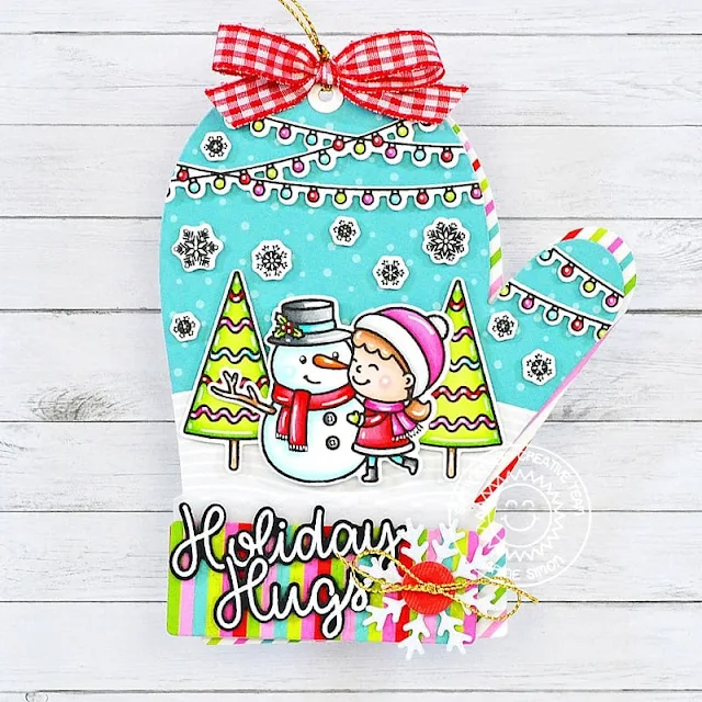 Sunny Studio Stamps: Woolen Mitten Die Focused Holiday Tag by Marine Simon (featuring Scenic Route, Snow One Like You, Feeling Frosty)