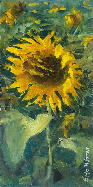 Sonnenblume gemalt Pleinairmalerei Ölbild