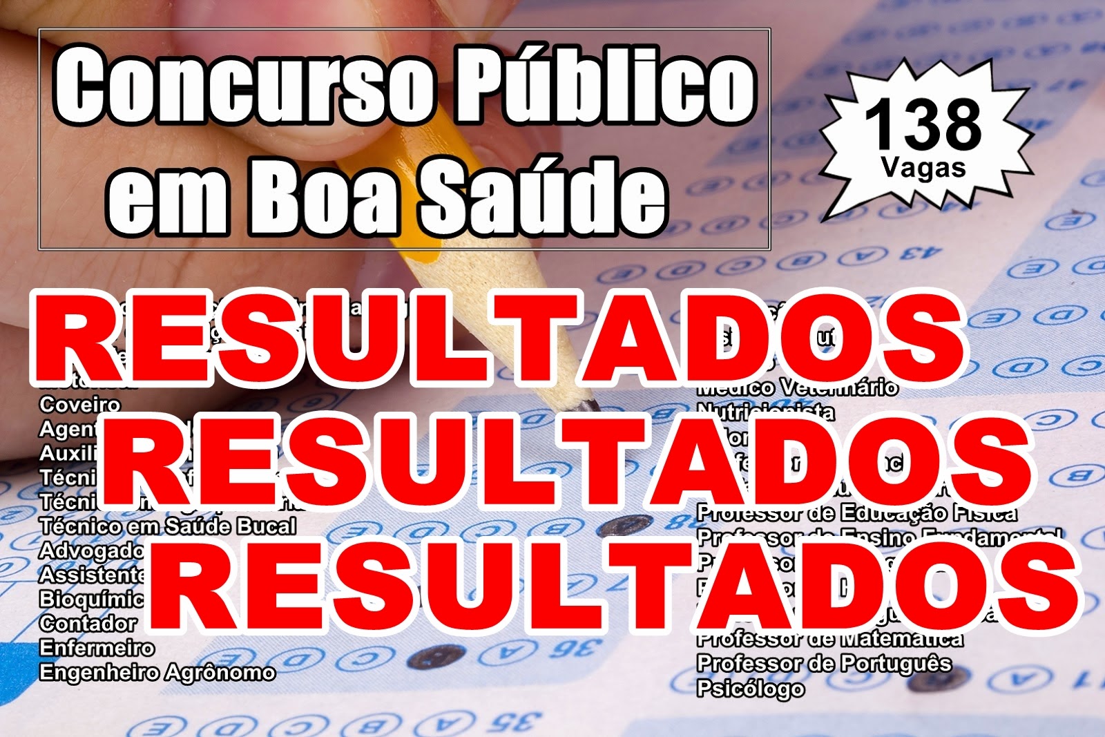 Resultado preliminar das provas do concurso de Boa Saúde