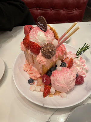 A delectable Japanese-style bread toast dessert of Strawberry Honey Toast from Sister's Thai Restaurant.