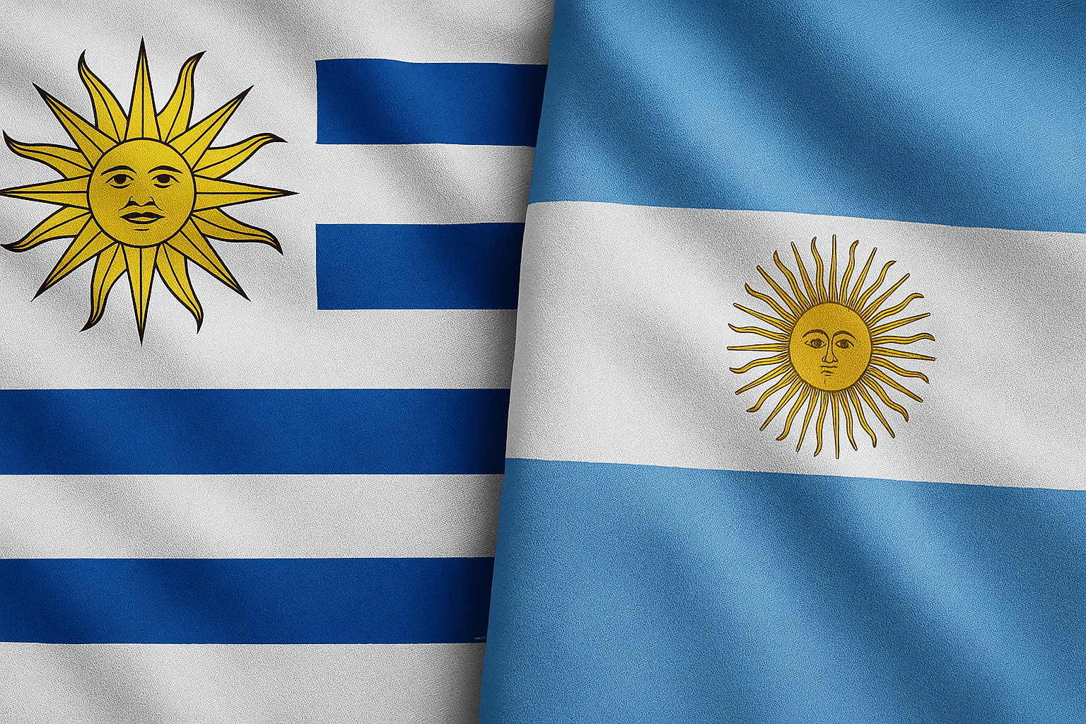 Imagen ilustrativa de una bandera de Uruguay y Argentina enfrentadas