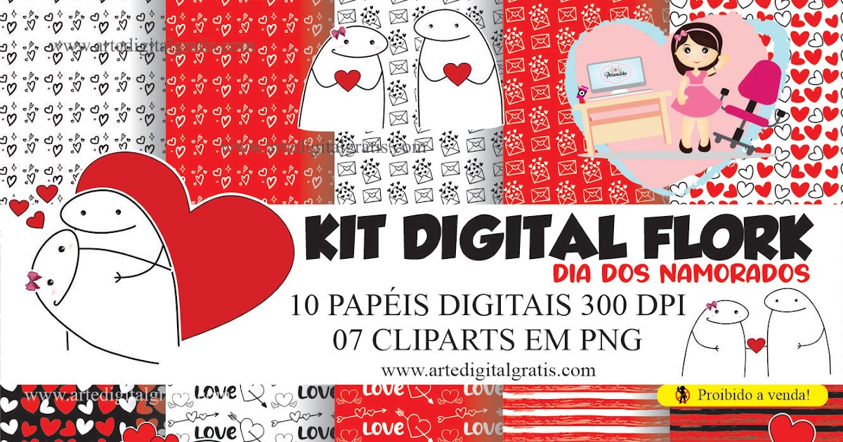 Kit digital Flork Apaixonado Dia dos namorados Png #0224