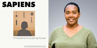 Graphic with human shadow in one panel and photo of young black woman in the right panel.