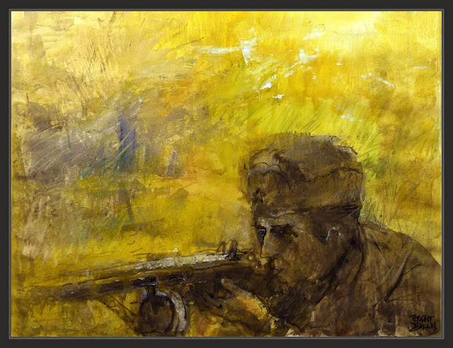 RUSIA-SEGUNDA GUERRA MUNDIAL-ARTE-MILITAR-PINTURA-SOLDADOS-SIBERIANOS-RUSOS-BATALLA-MOSCU-PINTURAS-HISTORIA-PINTOR-ERNEST DESCALS