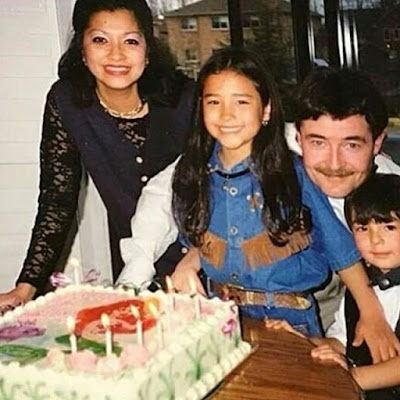 Shay Mitchell throwback childhood Little Mermaid Ariel birthday party with mom, dad and brother Sean