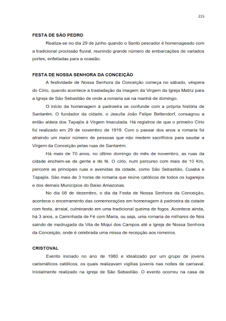 INVENTÁRIO DA OFERTA E INFRA ESTRUTURA TURÍSTICA DE SANTARÉM – PARÁ – AMAZÔNIA – BRASIL - 2010 - III. ATRATIVOS TURÍSTICOS