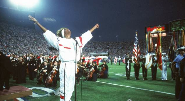 whitney houston sings start spangled banner cause of death drowned leaches