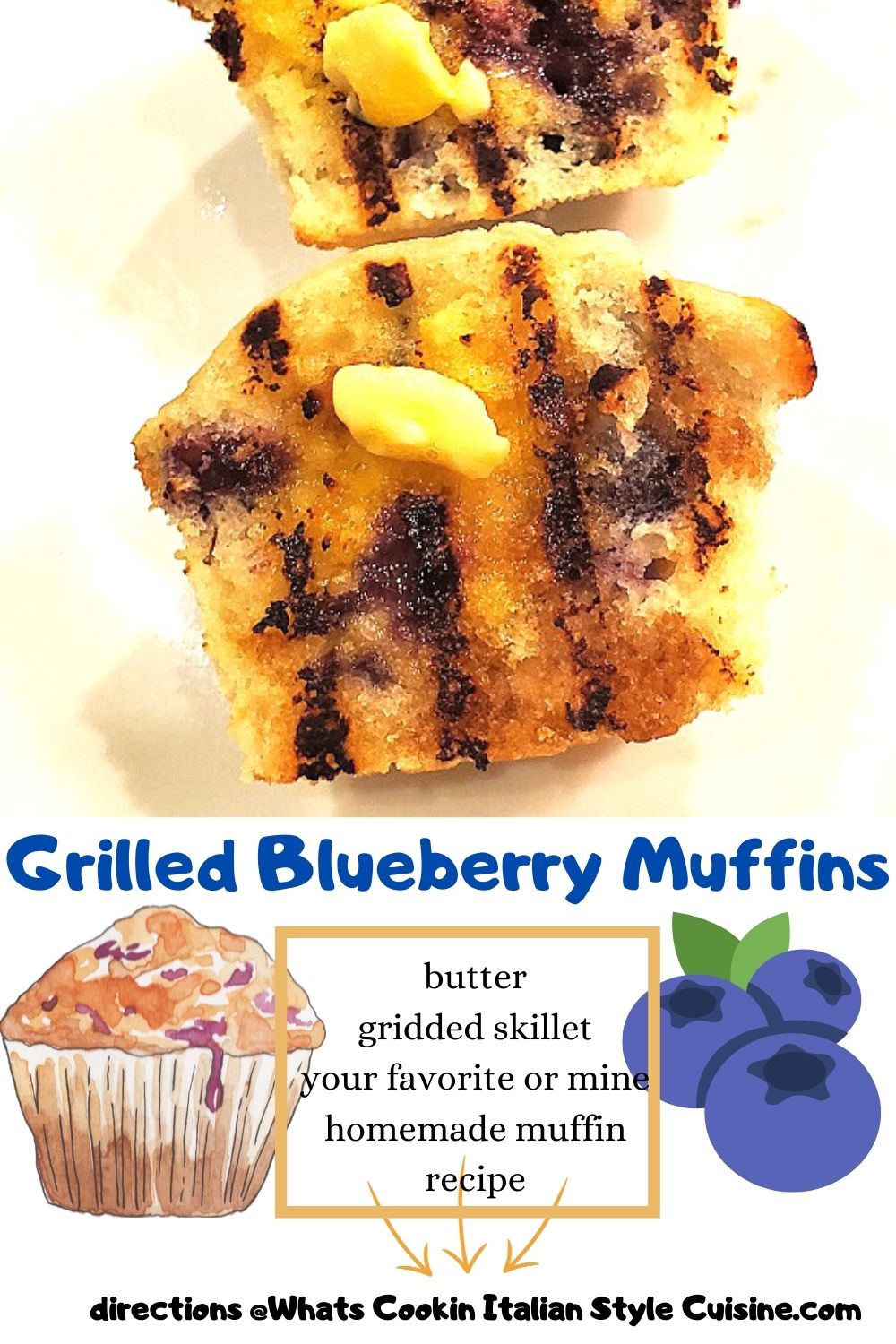 pin for later grilled blueberry muffins