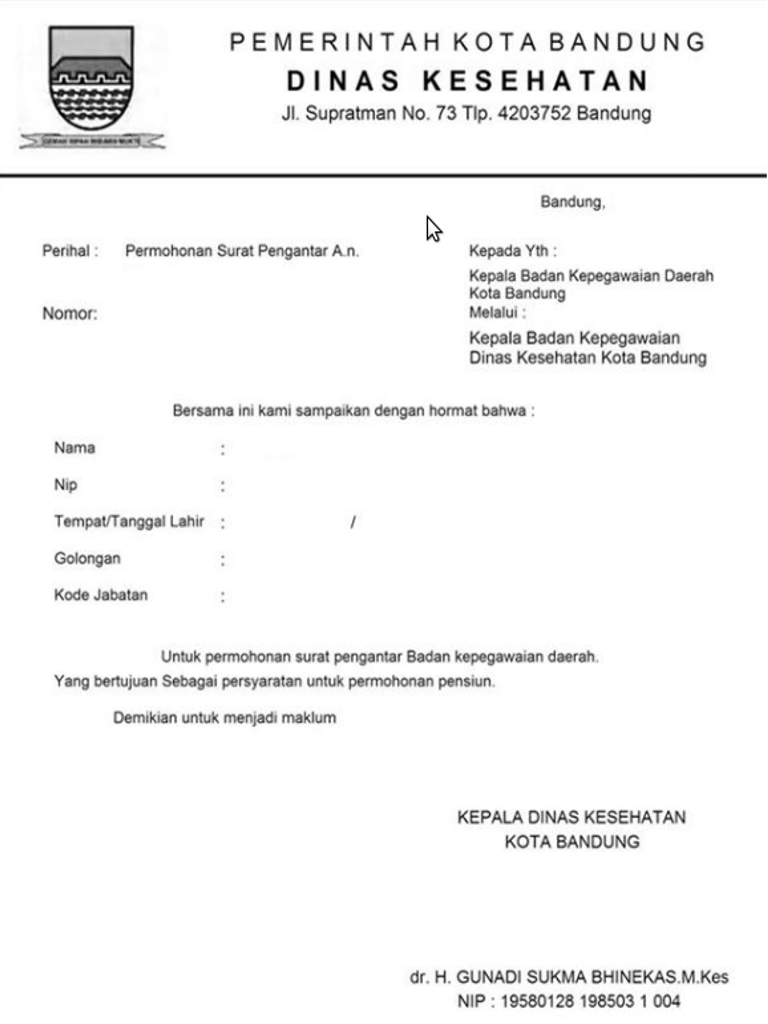 Contoh Surat Pengantar Dinas  Belajar Bahasa Indonesia
