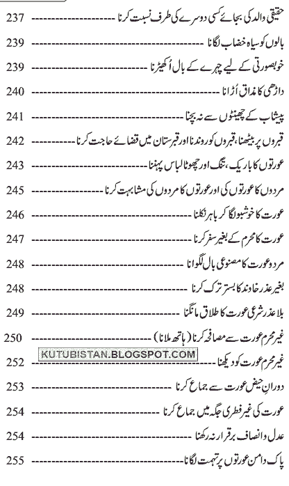 Contents of Gunah Aur Tobah Urdu book Pdf