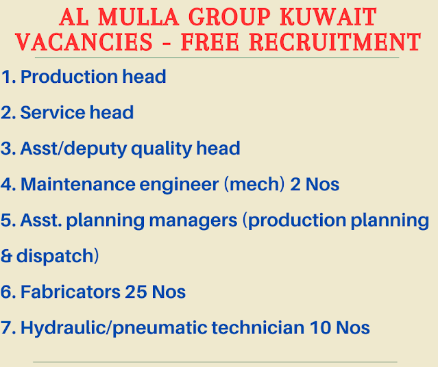 Al Mulla Group Kuwait Vacancies - Free recruitment