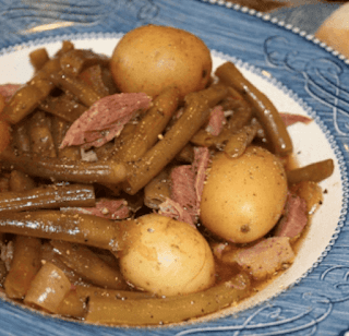 Slow Cooker Green Beans, Ham and Potatoes