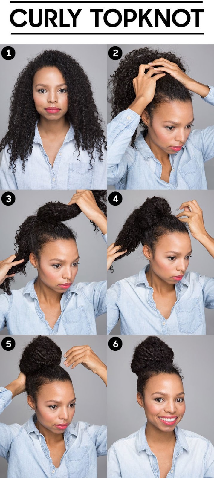 Topknot for curly hair 