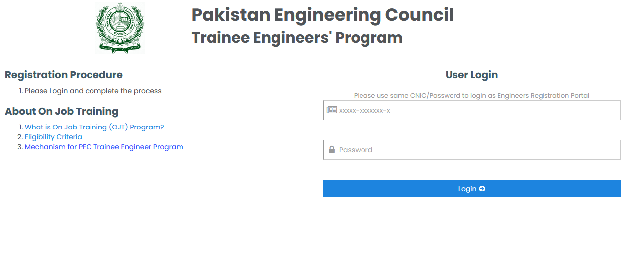 Pakistan Engineering Council Trainee Program 2022 Apply Online PEC Jobs 2022