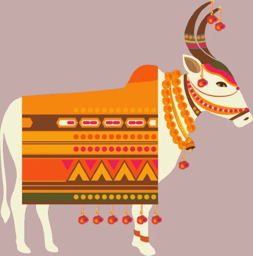 cow pongal drawing