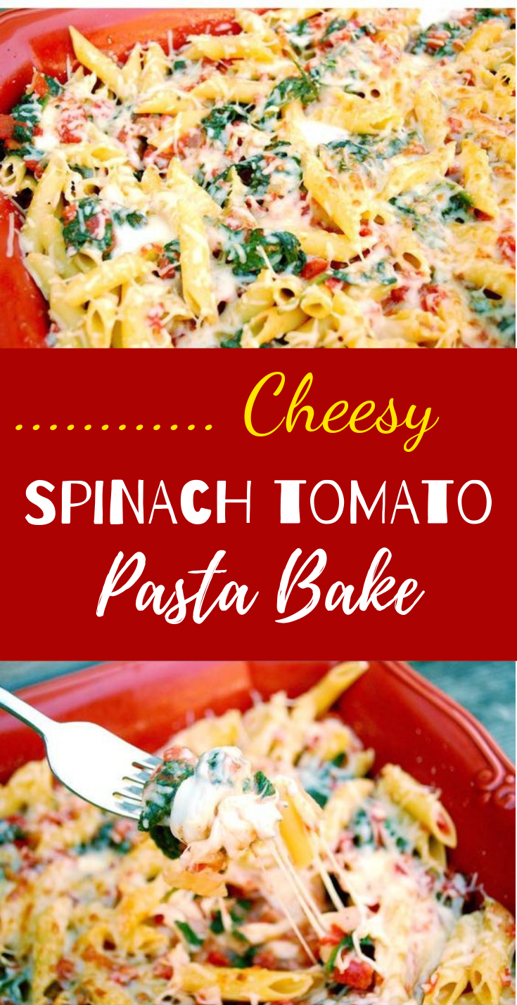 CHEESY SPINACH TOMATO PASTA BAKE #HealthyFood #Pasta