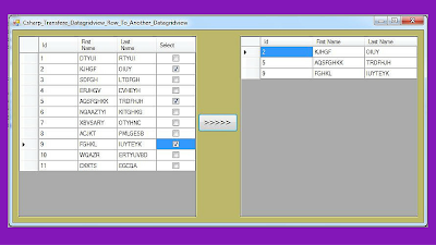 c# row from datagridview to another datagridview