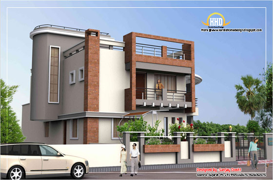 Duplex House Elevation side view - 392 Sq M (4217 Sq. Ft.) - February 2012