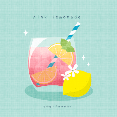 【ピンクレモネード】飲み物のおしゃれでシンプルかわいいイラスト