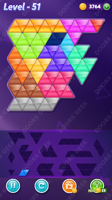 Block! Triangle Puzzle Champion Level 51 Solution, Cheats, Walkthrough for Android, iPhone, iPad and iPod