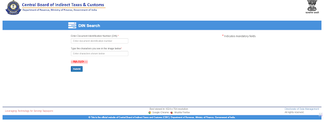 Verifying the CBIC Document Identification Number (DIN)