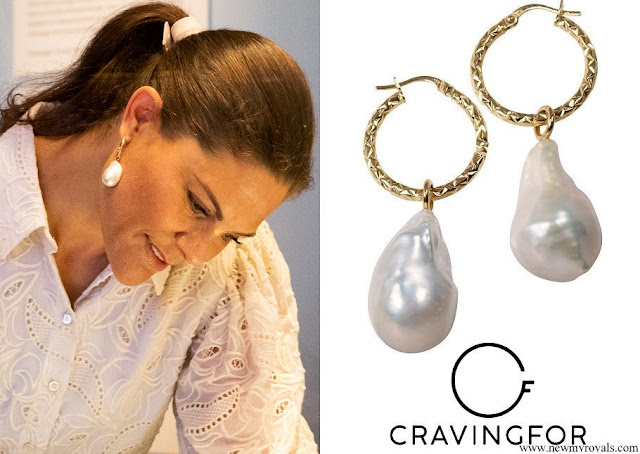 Crown Princess Victoria wore Cravingfor Jewellery Baroque Pearl Gold Earrings