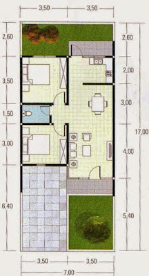 Denah Rumah Minimalis 2 Kamar Tidur