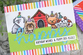 Sunny Studio Stamps: Puppy Dog Kisses Party Pups Happy Word Die Birthday Cards by Juliana Michaels